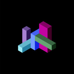 Obraz premium Abstract background. 3d cubes, cubic elements and blocks. Techno or business concept for wallpaper, banner, background, landing page