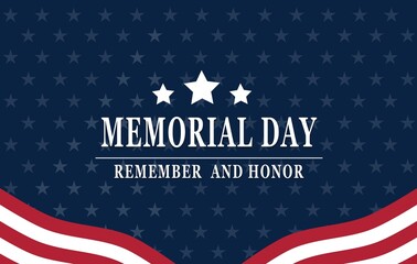 Happy Memorial Day with American flag	 - obrazy, fototapety, plakaty