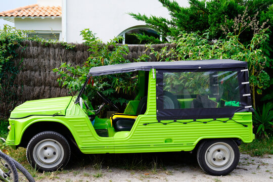 citroen green mehari beach sand buggy from france retro vintage vehicle convertible