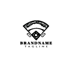 baseball field logo cartoon icon design template isolated black vector