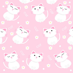 cute cartoon cat with heart shape and fish bone seamless pattern. can be used for fabric textile wallpaper gift wrap paper.