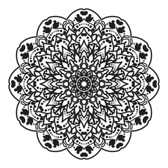 Circular pattern in the form of mandala with flower for henna mandala tattoo decoration