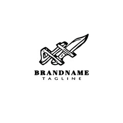 military knifes logo cartoon icon design template isolated black symbol illustration