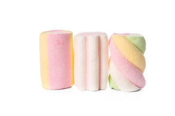 Tasty marshmallows on white background