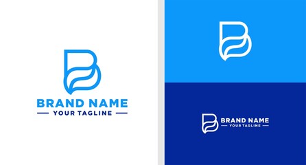 LETTER B LOGO WAVE LINE EDITABLE