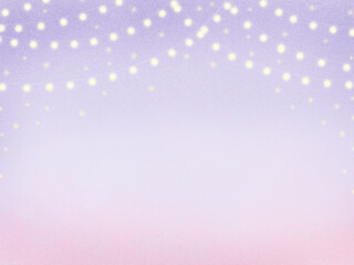 Obraz premium 光りのガーランド ラベンダーピンクのキュートな空