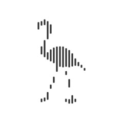 Bird black barcode line icon vector on white background.