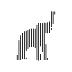 elephant black barcode line icon vector on white background.