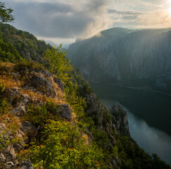 Iron Gates of the Danube River Between Serbia and Romania.
