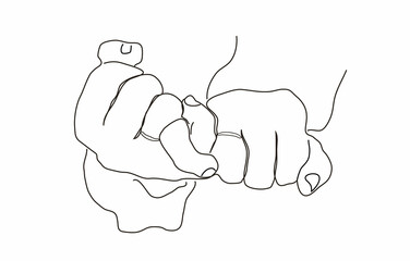 One line of drawing wedding rings, hands. Modern art, contour romantic love in the style of minimalism. for print, postcards, posters, crd,  vector illustration isolated on a white background.