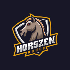 Vector Logo Illustration Horse E Sport and Sport Style.