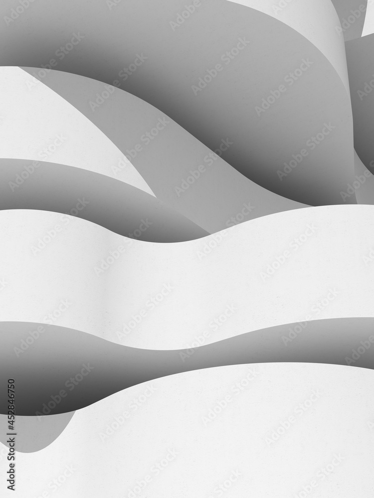 Fototapete abstract white circular architecture, concave and convex, curve building. 3d rendering.