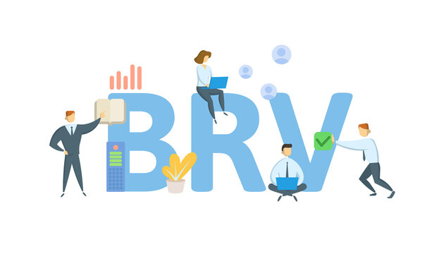 BRV, Bank Receipt Voucher. Concept with keyword, people and icons. Flat vector illustration. Isolated on white.