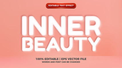 inner bauty soft white embossed 3d editable text effect style on pastel background