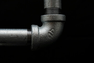 Metal elbow  cruz tees for water pipes hierro maleable acero al carbon  - obrazy, fototapety, plakaty