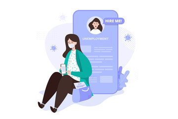 A woman with jobless illustration concept