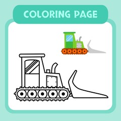 Buldozer coloring page vector for kids education and multiple purpose