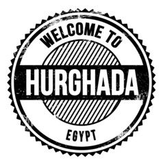 WELCOME TO HURGHADA - EGYPT, words written on black stamp