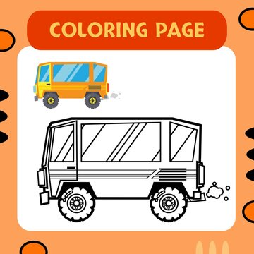 Colorful car coloring page premium vector suitable for kids education and multiple purpose
