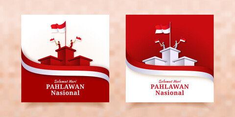hari pahlawan nasional or indonesia national heroes day social media posts