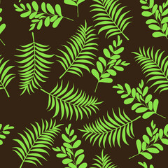 Seamless print with leaves. Vector. Factory product.