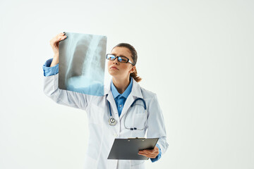 nurse radiologist in white coat x-rays hospital professional
