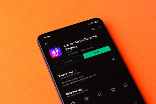 Assam, India - August 6, 2021 : Smule logo on phone screen stock image.