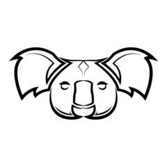 Black and white line art of koala head. Good use for symbol, mascot, icon, avatar, tattoo,T-Shirt design, logo or any design.