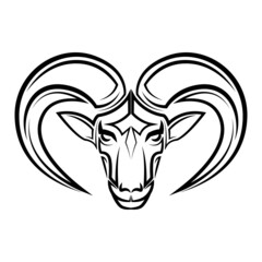 Black and white line art of Barbary sheep head. Good use for symbol, mascot, icon, avatar, tattoo, T Shirt design, logo or any design