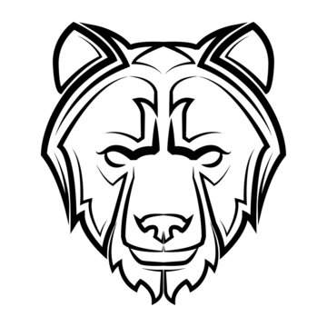 recommend clip art: Black and white line art of bear head Good use for symbol mascot icon avatar tattoo T Shirt design logo