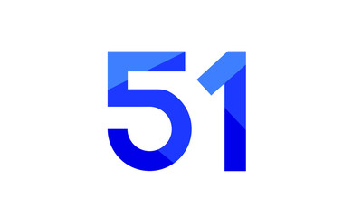 51 Number Modern Flat Blue Logo