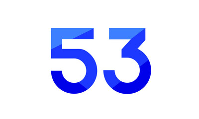 53 Number Modern Flat Blue Logo