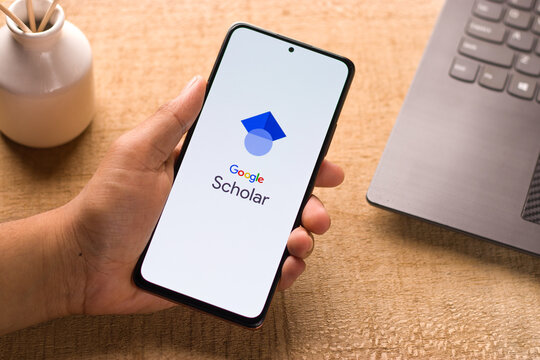Assam, india - May 29, 2021 : Google Scholar app logo on phone screen stock image.