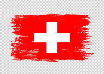 Switzerland  flag with brush paint textured isolated  on png or transparent background,Symbol of Switzerland,template for banner,promote, design,vector,top gold medal winner sport country