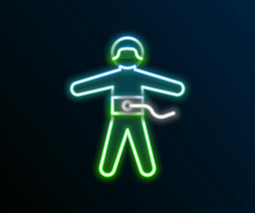 Glowing neon line Bungee jumping icon isolated on black background. Colorful outline concept. Vector