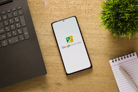 Assam, india - May 29, 2021 : Google Street View logo on phone screen stock image.