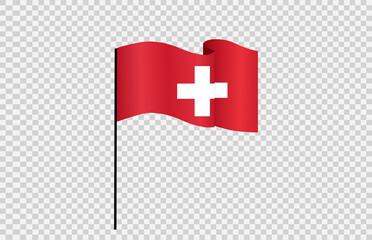 Waving flag of  Switzerland  isolated  on png or transparent  background,Symbol  Switzerland,template for banner,card,advertising ,promote, vector illustration top gold medal sport winner country