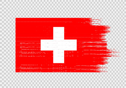 Switzerland  flag with brush paint textured isolated  on png or transparent background,Symbol of Switzerland,template for banner,promote, design,vector,top gold medal winner sport country