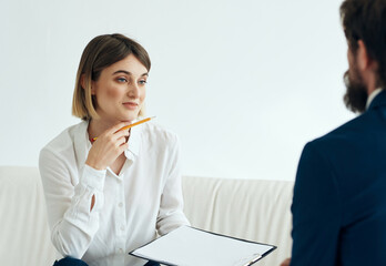 Obraz premium woman psychologist visit doctor health problems therapy stress