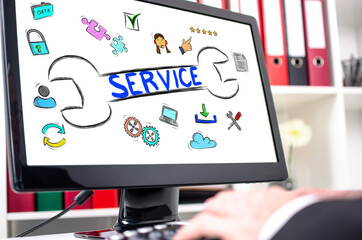 Customer service concept on a computer screen