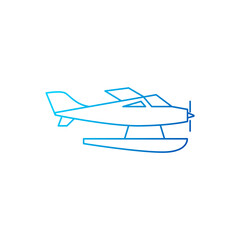 Hydroplane outline icon. Maldives air transport. Coral island. Exotic vacation. Isolated vector stock illustration