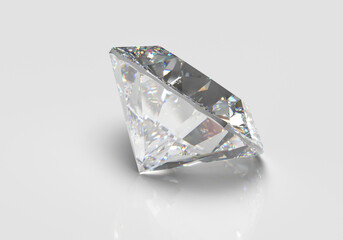 Beautiful Shiny Diamond in Brilliant Cut on White Background,- Crystal Background