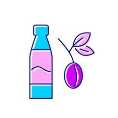 Taiwanese plum wine flat icon. Oriental fruit wine bottle. Asian alcohol drink Umeshu. Isolated vector illustration
