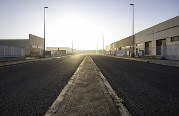 Fototapeta premium Industrial street with fog