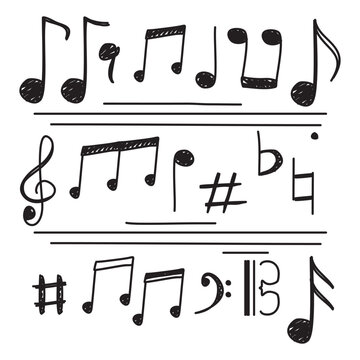 hand drawn set of musical notes