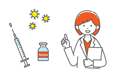 新型コロナウイルス　ワクチン　COVID-19　医者　女医