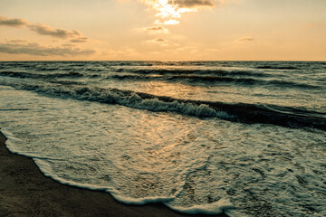 Golden sunset over the beach in Los Angeles
