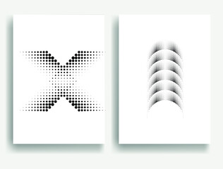 Modern minimal posters .Linear halftone dots Design .X logo elements for your design. vector illustration