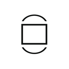 a box with a semi-circle above and below