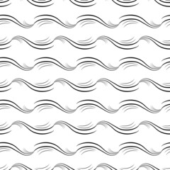 Black wavy line on white seamless pattern